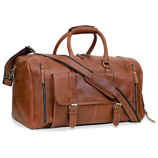 Vintage Brown Genuine Leather Travel Duffle Bag