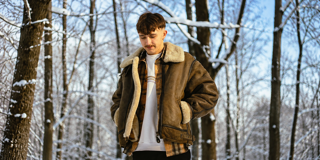 brown genuine leather shearling jacket-brown shearling jacket mens leather shearling aviator jacket