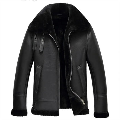 Black Aviator Pilot Vintage Sheepskin Shearling Mens B3 Bomber Jacket