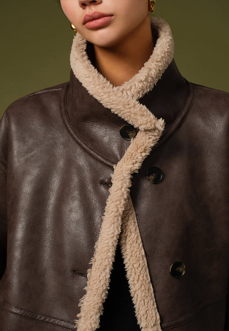 brown shearling jacket-brown leather vintage jacket-brown genuine leather shearling jacket-brown genuine leather shearling jacket-retro brown leather jacket-shearling leather jacket womens-oversized shearling jacket-brown shearling leather jacket-vintage oversized leather jacket-women's shearling bomber jacket-relaxed fit jacket-shearling bomber jacket womens-shearling leather jacket women-leather jacket with shearling collar-women's vintage brown leather jacket