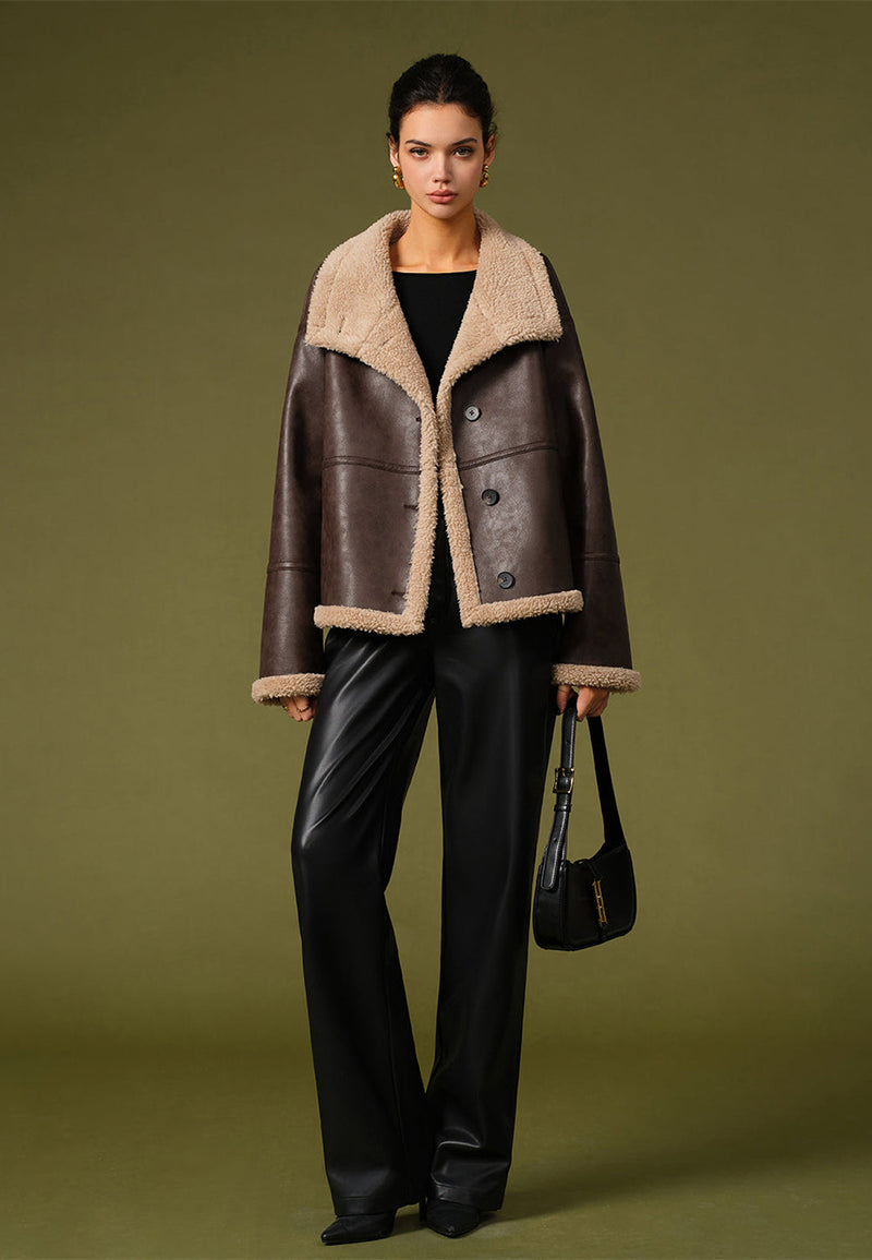 brown shearling jacket-brown leather vintage jacket-brown genuine leather shearling jacket-brown genuine leather shearling jacket-retro brown leather jacket-shearling leather jacket womens-oversized shearling jacket-brown shearling leather jacket-vintage oversized leather jacket-women's shearling bomber jacket-relaxed fit jacket-shearling bomber jacket womens-shearling leather jacket women-leather jacket with shearling collar-women's vintage brown leather jacket
