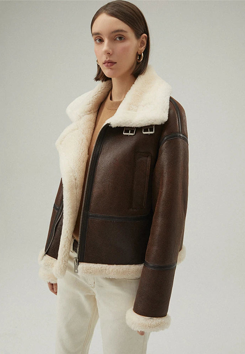 brown shearling jacket-brown leather vintage jacket-brown genuine leather shearling jacket-brown genuine leather shearling jacket-retro brown leather jacket-shearling leather jacket womens-brown shearling leather jacket-women's shearling bomber jacket-shearling bomber jacket womens-shearling leather jacket women-leather jacket with shearling collar-women's vintage brown leather jacket