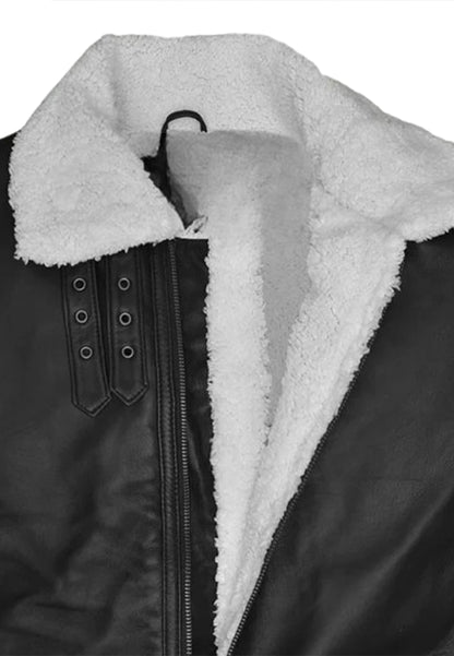 Men's RAF Black Aviator Real Shearling B3 Flight Sheepskin Leather Jacket