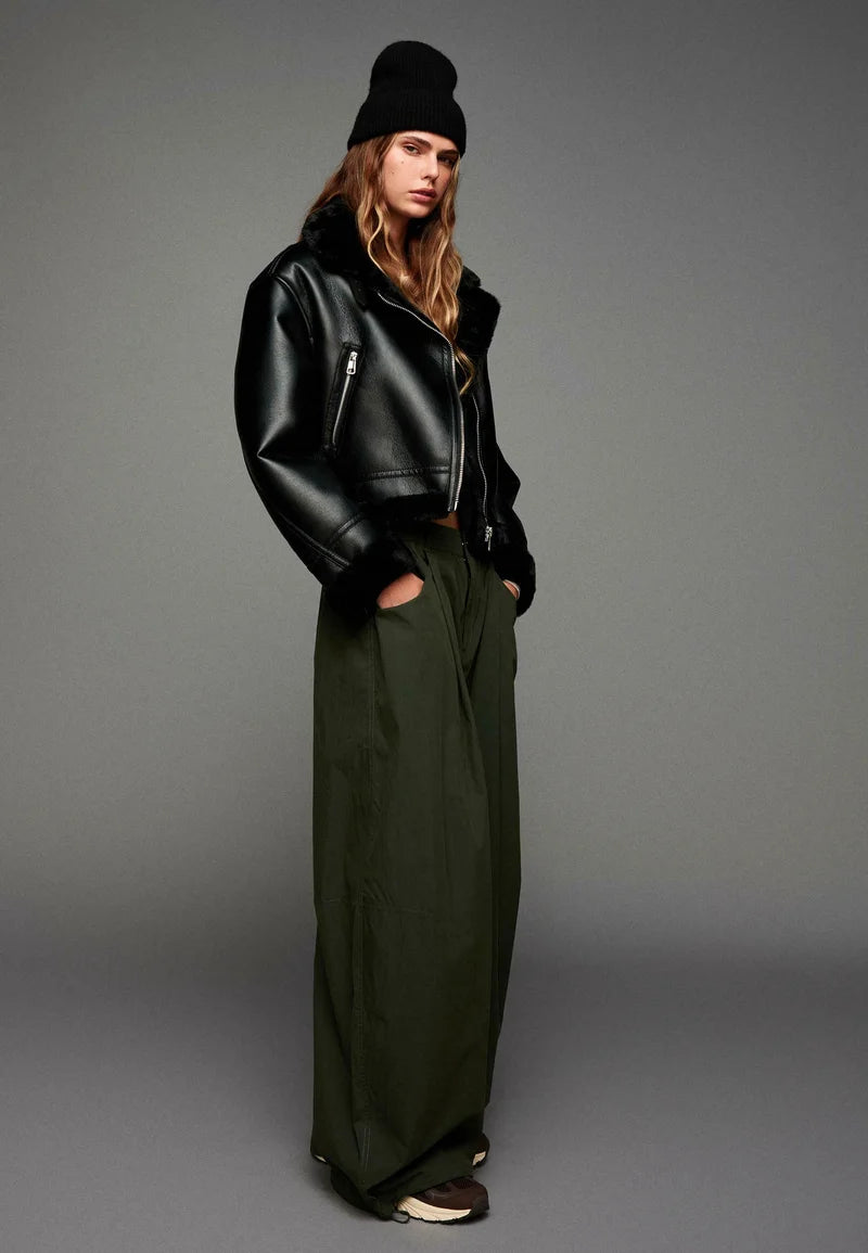 shearling leather jacket womens-oversized shearling jacket-vintage oversized leather jacket-women's shearling bomber jacket-relaxed fit jacket-shearling bomber jacket womens-shearling leather jacket women-leather jacket with shearling collar-women's black shearling jacket-vintage black leather bomber jacket- black shearling leather jacket