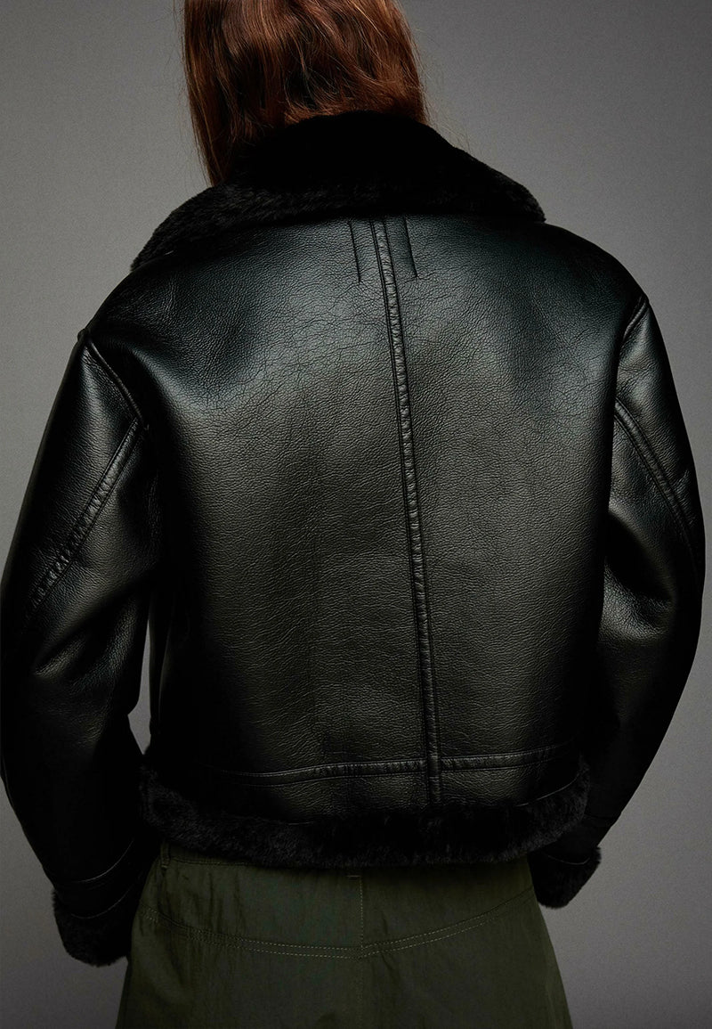 shearling leather jacket womens-oversized shearling jacket-vintage oversized leather jacket-women's shearling bomber jacket-relaxed fit jacket-shearling bomber jacket womens-shearling leather jacket women-leather jacket with shearling collar-women's black shearling jacket-vintage black leather bomber jacket- black shearling leather jacket