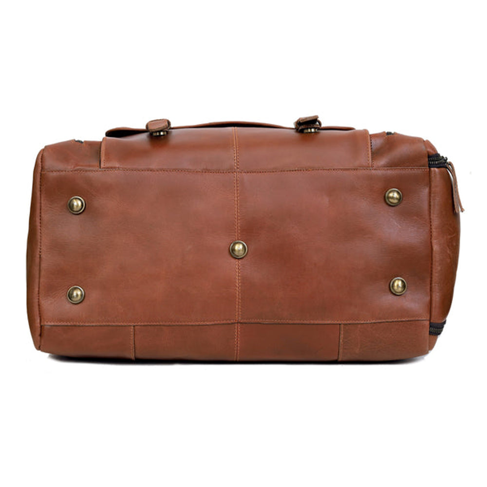 Vintage Brown Genuine Leather Travel Duffle Bag