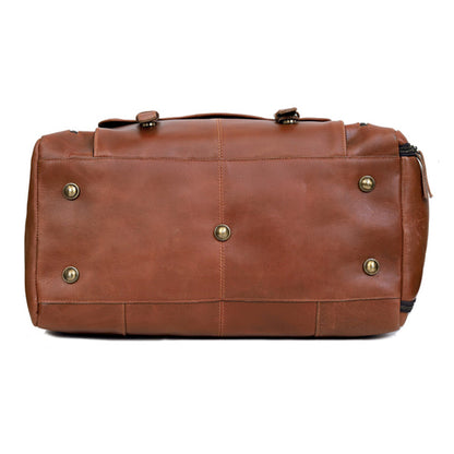 Vintage Brown Genuine Leather Travel Duffle Bag