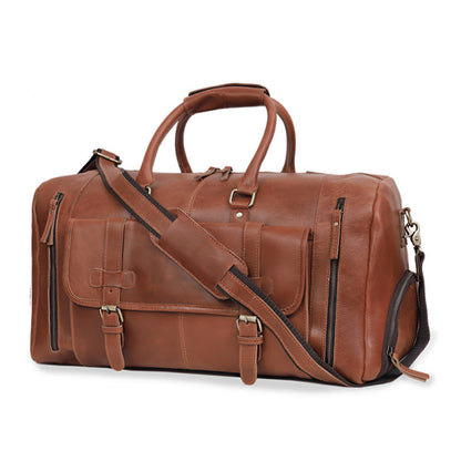 Vintage Brown Genuine Leather Travel Duffle Bag
