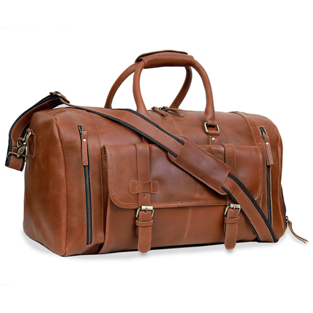 Vintage Brown Genuine Leather Travel Duffle Bag