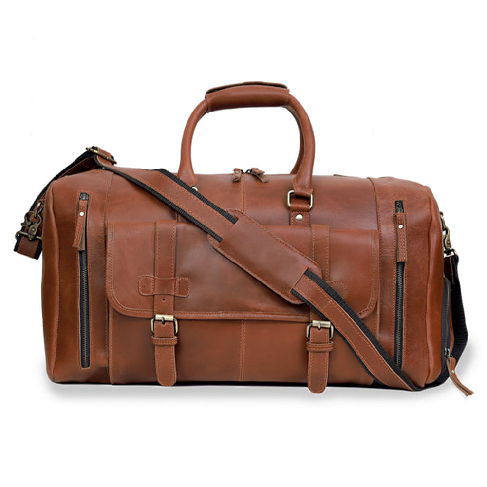 Vintage Brown Genuine Leather Travel Duffle Bag