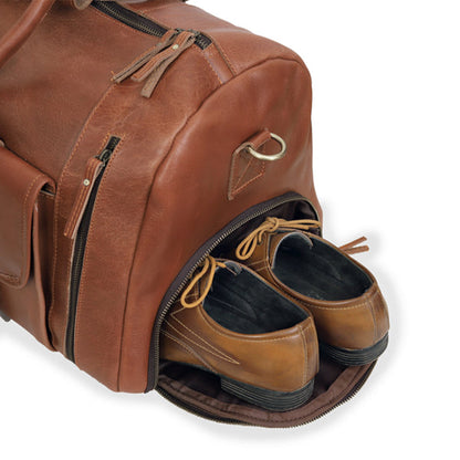 Vintage Brown Genuine Leather Travel Duffle Bag