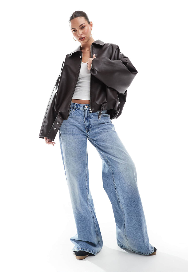 Womens Vintage Brown Oversized Genuine Leather Jacket – Gleam Hide