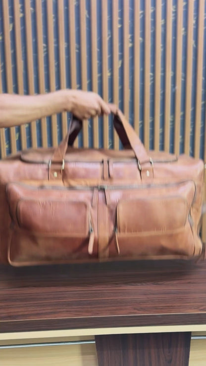 Brown Genuine Leather Travel Vintage Duffle Bag