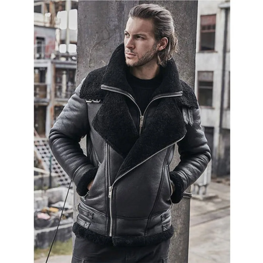 B3 bomber jacket-sheepskin bomber jacket-B3 bomber jacket men-B3 leather bomber jacket-B3 bomber coat-B3 leather jacket-B3 jacket-fur collar jacket-B3 bomber jackets-black b3 bomber jacket-black fur jacket-black leather jacket