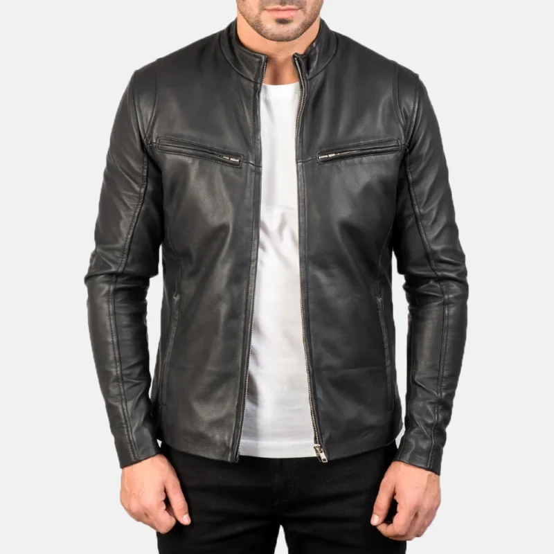 black leather jacket-mens black leather jacket-mens sheepskin leather jacket-black real leather jacket-leather jacket in black-men in black leather jacket