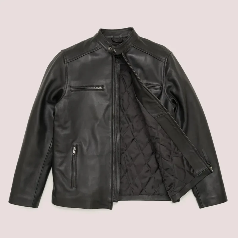 mens black leather jacket-mens black leather motorbike jacket-mens sheepskin leather jacket-black motorbike jacket-black real leather jacket