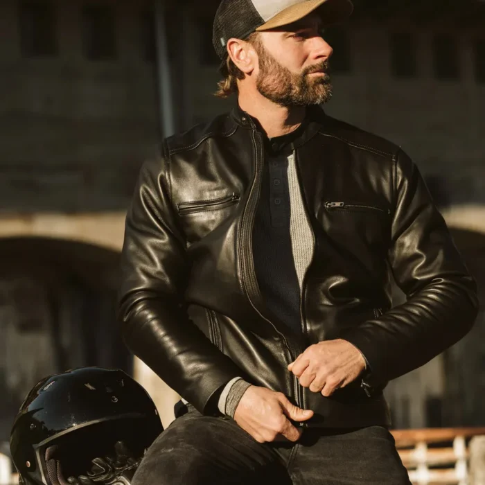 mens black leather jacket-mens black leather motorbike jacket-mens sheepskin leather jacket-black motorbike jacket-black real leather jacket