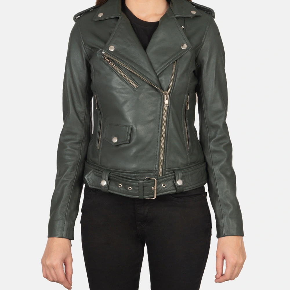 biker jacket, biker jacket women's, green leather motorcycle jacket, female motorcycle jacket, biker style leather jacket, vintage biker jacket womens, green biker jacket, womens leather bike jackets, motorcycle jackets for women-women's riding jacket