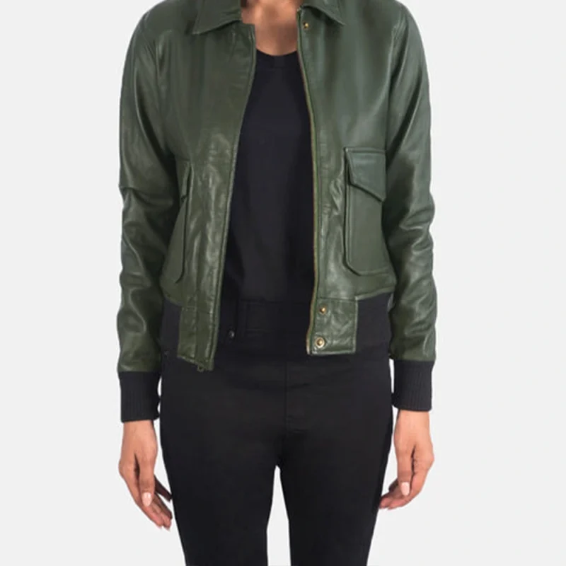 women's bomber jacket-leather bomber jacket women-ladies bomber jacket-green leather bomber jacket womens-womens green bomber jacket-green bomber jacket for women-women's sheepskin bomber jacket-sheepskin leather bomber jacket