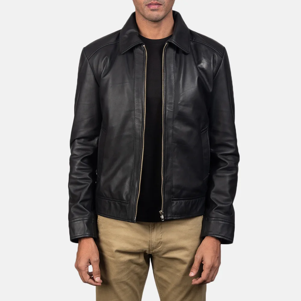 black leather jacket-mens black leather jacket-mens sheepskin leather jacket-black real leather jacket-leather jacket in black-men in black leather jacket-black leather jacket with collar