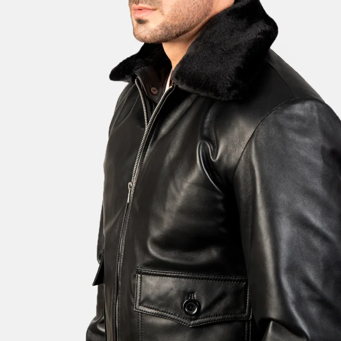 black leather jacket-mens black leather jacket-mens sheepskin leather jacket-black real leather jacket-leather jacket in black-men in black leather jacket-mens black bomber jacket-sheepskin leather bomber jacket-mens black leather bomber jacket