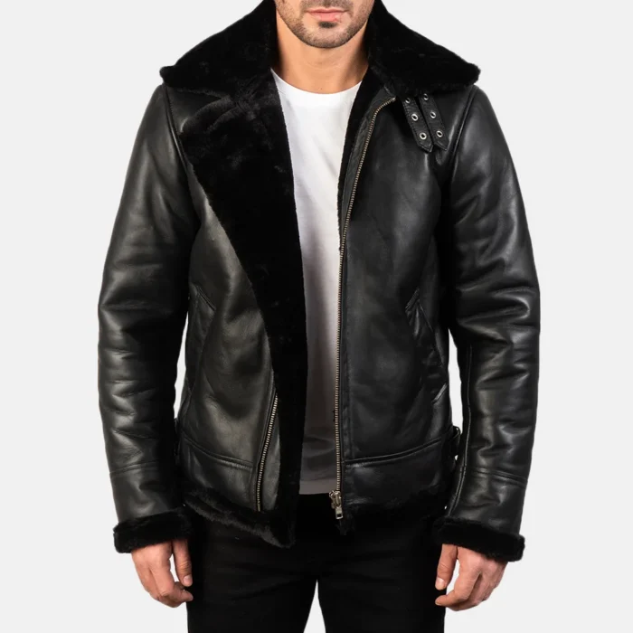 black leather jacket-mens black leather jacket-men's sheepksin leather jacket-black real leather jacket-leather jacket in black-men in black leather jacket-black leather jacket with collar-mens black bomber jacket-sheepskin leather bomber jacket-mens black leather bomber jacket