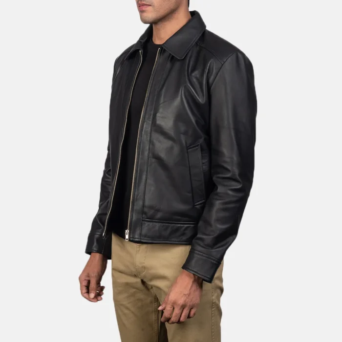 black leather jacket-mens black leather jacket-mens sheepskin leather jacket-black real leather jacket-leather jacket in black-men in black leather jacket-black leather jacket with collar