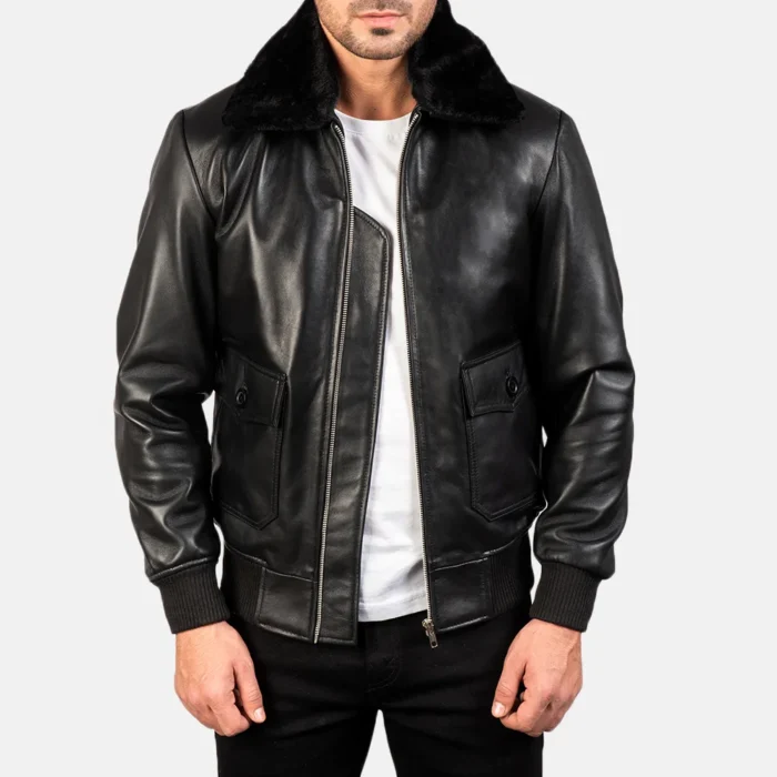 black leather jacket-mens black leather jacket-mens sheepskin leather jacket-black real leather jacket-leather jacket in black-men in black leather jacket-mens black bomber jacket-sheepskin leather bomber jacket-mens black leather bomber jacket