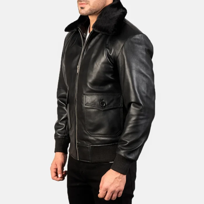 black leather jacket-mens black leather jacket-mens sheepskin leather jacket-black real leather jacket-leather jacket in black-men in black leather jacket-mens black bomber jacket-sheepskin leather bomber jacket-mens black leather bomber jacket