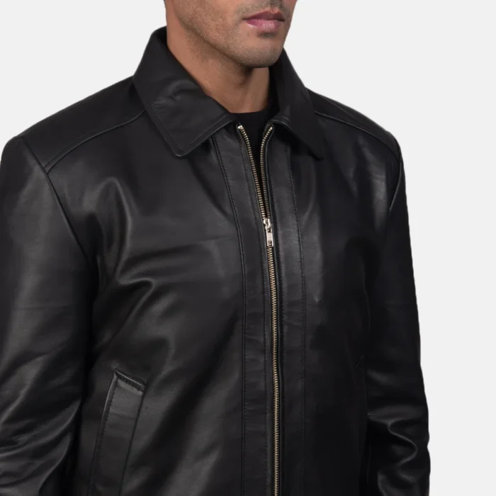 black leather jacket-mens black leather jacket-mens sheepskin leather jacket-black real leather jacket-leather jacket in black-men in black leather jacket-black leather jacket with collar