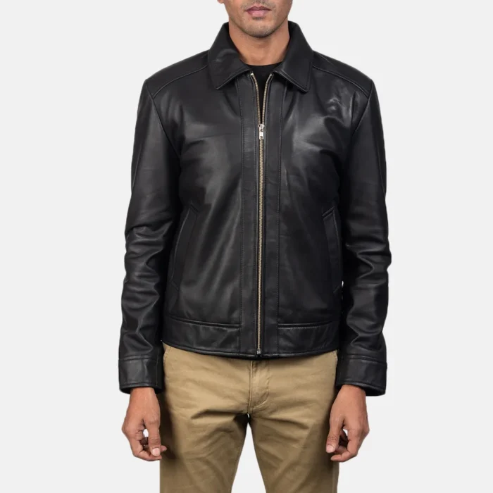 black leather jacket-mens black leather jacket-mens sheepskin leather jacket-black real leather jacket-leather jacket in black-men in black leather jacket-black leather jacket with collar