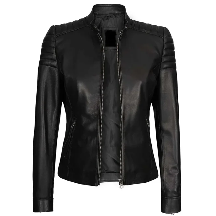 womens leather jackets-black leather jacket for womens-black leather racer jacket-cafe racer leather jacket-womens leather racer jacket-racer moto jacket