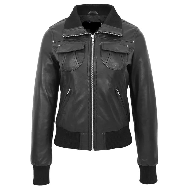 womens black leather jacket-black leather jacket-black bomber jacket-black bomber jacket womens-ladies black bomber jacket