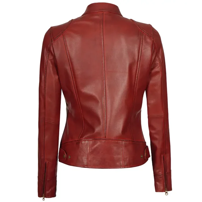 womens leather jackets-maroon leather jacket-womens leather motorcycle jacket-womens leather racer jacket-womens biker jacket-women's maroon leather jacket