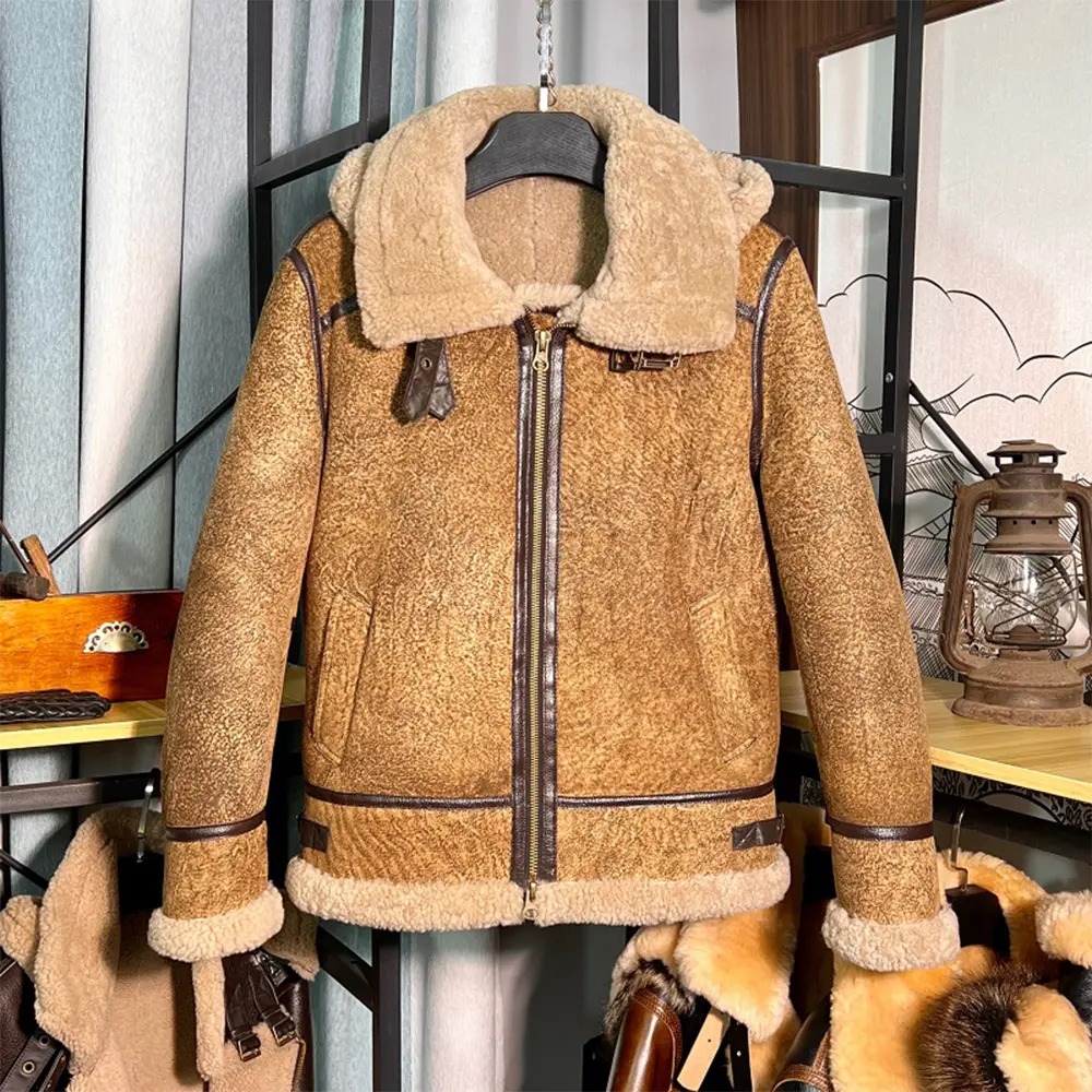 Shearling jacket-Leather shearling jacket-Shearling leather jacket-Sheepskin shearling jacket-Best shearling jacket-Sheepskin leather jacket-mens shearling jacket-shearling jacket mens-fur collar jacket-brown shearling jacket