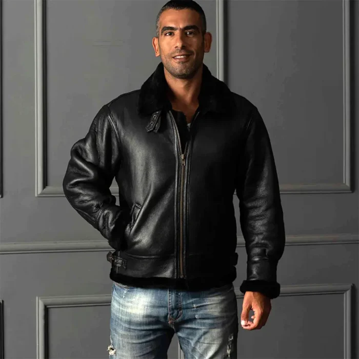 mens shearling jacket, shearling jacket, mens leather shearling jacket, sheepskin jacket mens, shearling bomber jacket, sheepskin shearling jacket, mens leather shearling jacket, aviator jackets, b3 sheepskin bomber jacket, b3 aviator jacket, army jackets, raf aviator jacket, WW2 jacket, aviator jacket, ww2 flight jacket, flying jacket ww2, black shearling jacket