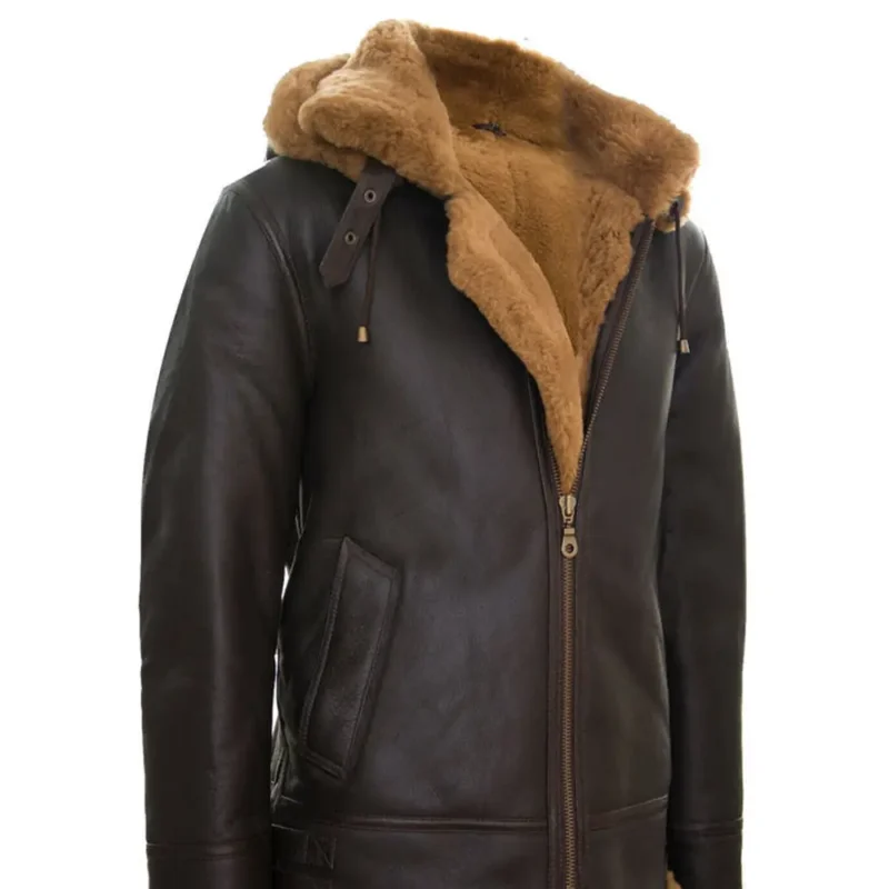 mens shearling jacket-shearling jacket-mens leather shearling jacket-sheepskin jacket mens-b3 bomber jacket-brown shearling jacket-sheepskin shearling jacket-men collar jackets-mens leather shearling jacket-air force bomber jacket-brown jacket men-mens brown airforce jacket-raf aviator jacket-aviator jacket-ww2 flight jacket-flying jacket ww2-Hooded Shearling Jacket-brown hOODED Jacket-hooded jacket men's brown