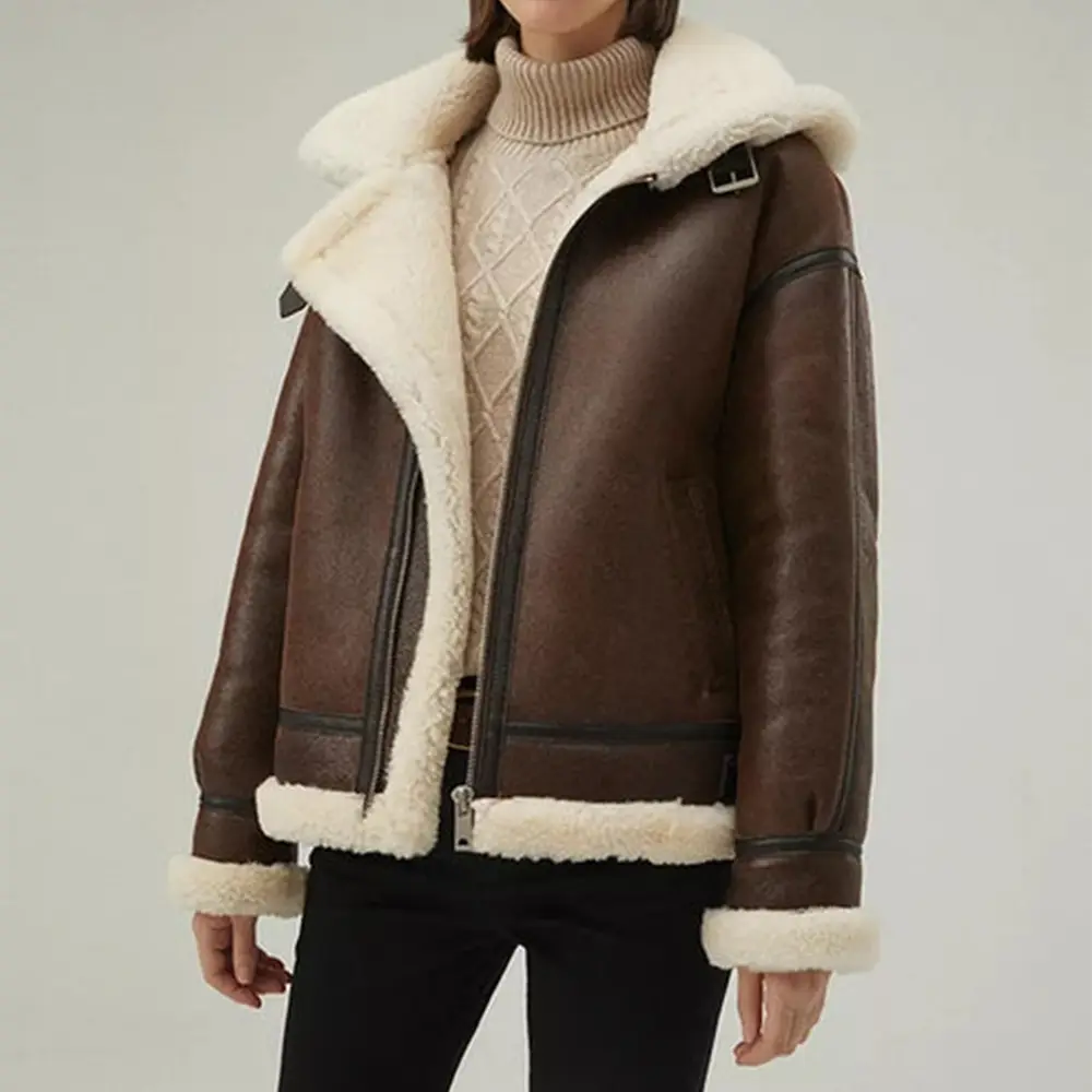 Shearling jacket-Leather shearling jacket-Shearling leather jacket-Sheepskin shearling jacket-Best shearling jacket-Sheepskin leather jacket-womens shearling jacket-shearling jacket mens-fur collar jacket-brown shearling jacket