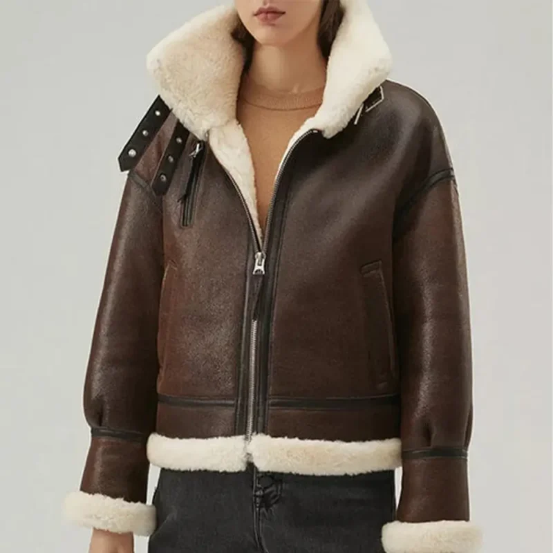 women shearling jacket-shearling jacket-womens leather shearling jacket-brown sheepskin jacket womens-brown leather shearling jacket-brown shearling jacket womens-ladies shearling jacket-sheepskin leather jacket women's-brown leather jacket with fur