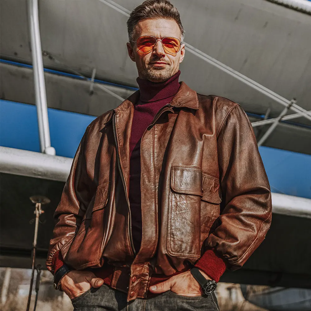 Bomber jackets-Brown leather bomber jacket-Bomber leather jacket-Leather bomber jacket-Oversized leather bomber jacket-Brown bomber jacket