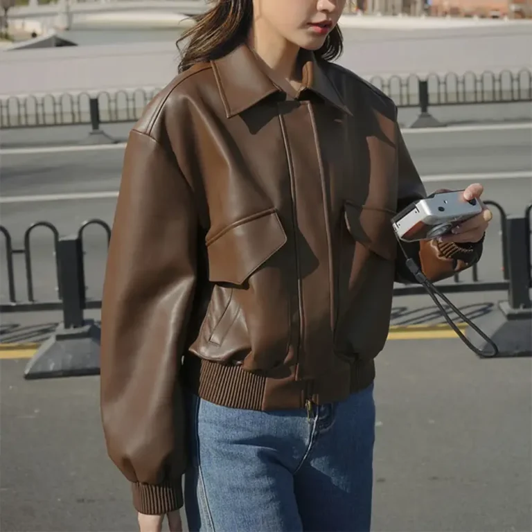 Brown leather bomber jacket-Bomber jacket-Bomber jackets-Leather bomber jacket-Women bomber jacket-Womens leather bomber jacket-Womens bomber jacket