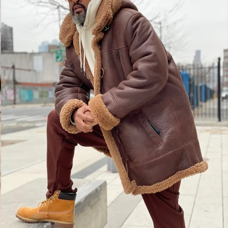 Brown shearling coat-Shearling coats-Brown shearling coat mens-Mens shearling coat-Sheepskin shearling coat-Shearling coat-Shearling fur coat-Leather shearling coat-Mens winter coat