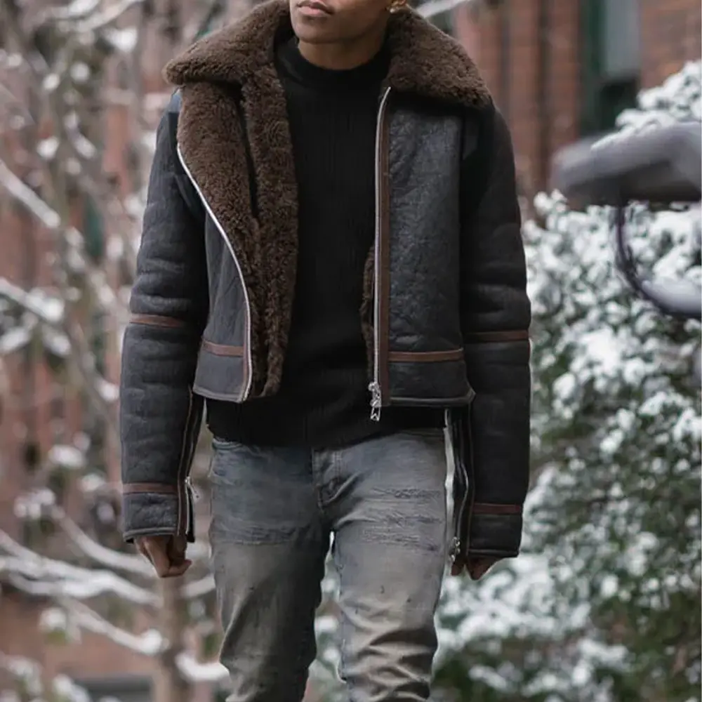 Leather shearling coats-Shearling coats-Mens shearling coat-Sheepskin shearling coat-Shearling coat-Shearling fur coat-Mens winter coat